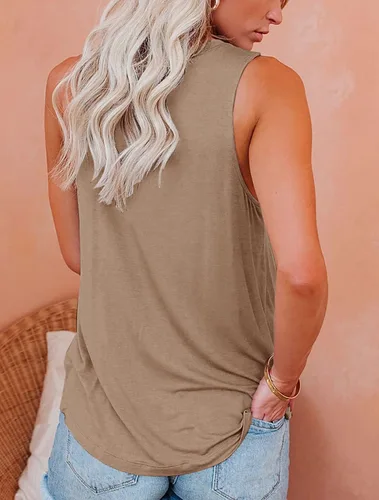 Vista 42 de JAWINT Camisetas casuales sin mangas para mujer, cuello redondo, sin mangas, holgadas, holgadas