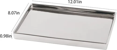 Vista 7 de Bandeja de espejo de joyería de cerámica plateada Redelaenor para tocador, soporte rectangular, mini, pequeño, mediano, grande