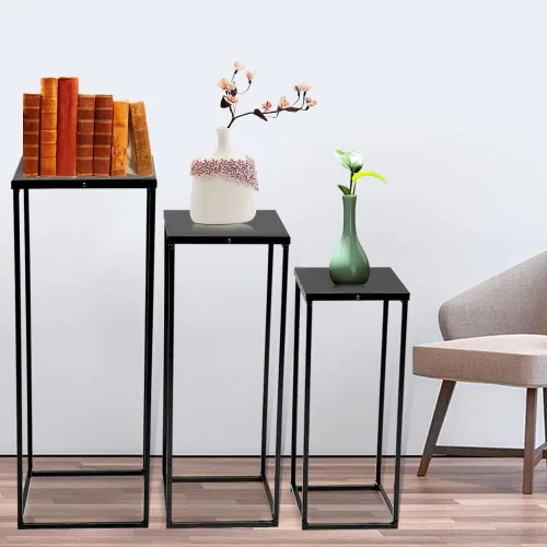 Vista 2 de 3 soportes altos para plantas para macetas, soporte de metal para plantas, jardín, boda, estante para plantas, soporte de exhibición para macetas