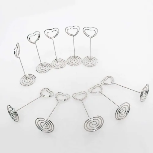 Vista 7 de Soporte para tarjetas de número de mesa, 25 soportes para fotos para mesas, soportes para números de fotos en forma de corazón, clips de tarjetas