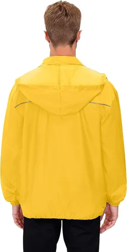 Vista 2 de TIHEEN Chaqueta impermeable para hombre, para ciclismo, correr, con capucha, cortavientos, senderismo, abrigo para lluvia