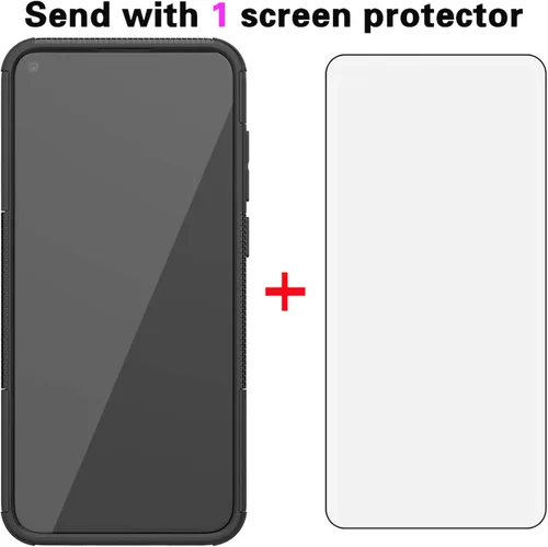Vista 2 de Funda para teléfono Samsung Galaxy A11 con protector de pantalla de vidrio templado y soporte, resistente, accesorios de protección híbrida rígida