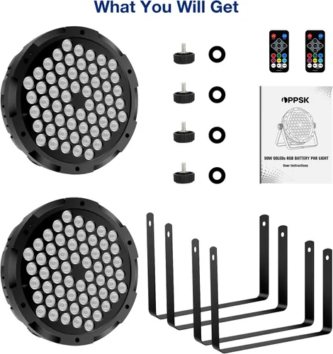 Vista 8 de Luces de escenario RGB de 60 LED, 90 W, regulables, multimodos activados por sonido, control remoto y DMX, fácil configuración, luces elevadas