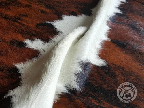 Vista 4 de Sunshine Cowhides Alfombra de piel de vaca 100 % genuina, con diseño de columna vertebral Brindle, alfombra de estilo moderno y tapete para sala