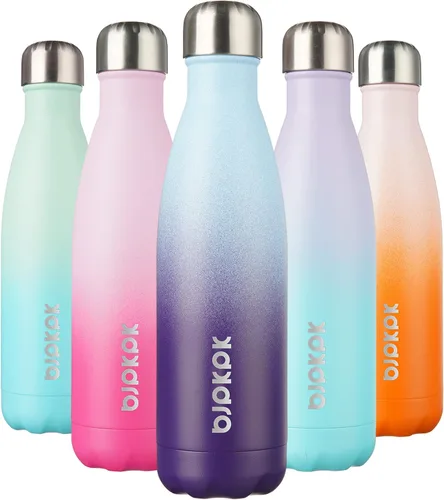 Vista 27 de [Usado] BJPKPK Botella de agua pequeña aislada de 12 onzas, frasco a prueba de A-azul