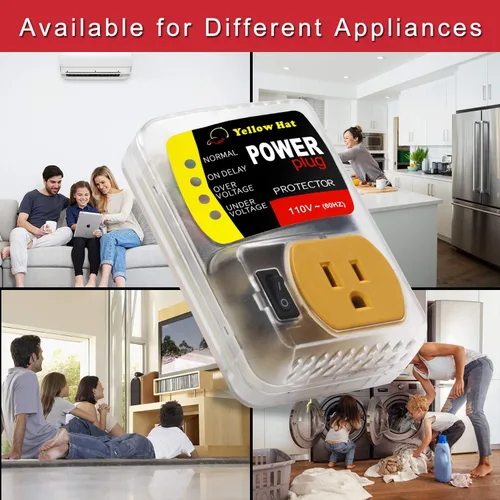 Vista 7 de Protector contra sobretensiones, Protector de voltaje para electrodomésticos del hogar, Tomacorriente de caída de voltaje 110V 15A 2200 vatios