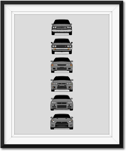 Vista 10 de Custom Car Posters Handmade Poster compatible with Nissan Skyline GT-R and Print of Nissan Skyline GTR (KPGC10, KPGC110, R32, R33, R34, R35)