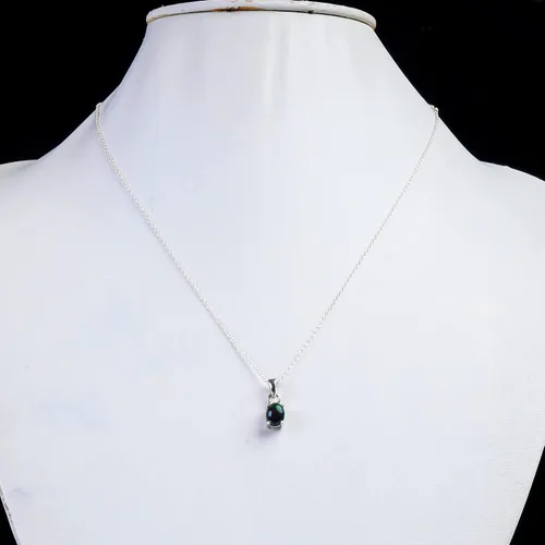 Vista 7 de Collar con colgante de cristales de ópalo etíope negro natural, cristales curativos, joyería de plata de ley 925, 18 pulgadas A+