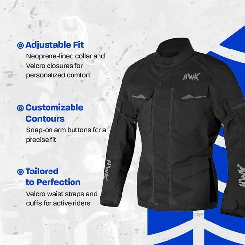 Vista 3 de Chaqueta de motocicleta para hombres para viajes y aventuras, reforzamiento CE, a prueba de agua, AVD, para las 4 estaciones