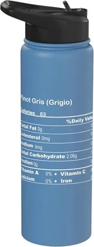 Vista 10 de Funny Pinot Gris Grigio Thanksgiving Nutritional Fact Stainless Steel Insulated Water Bottle