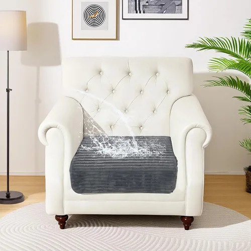 Vista 12 de NAISI Fundas de sofá para perros, funda impermeable de franela a rayas, apta para mascotas, lavable, protector antideslizante para sofá seccional