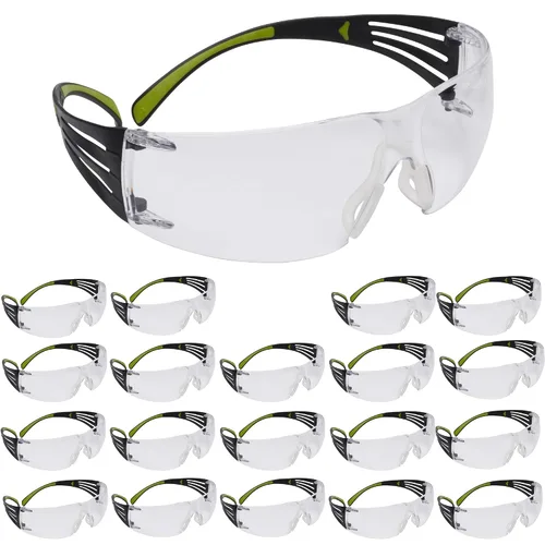 Vista 13 de 3M - Lentes de seguridad SecureFit, paquete de 20, ANSI Z87, antiarañazos y antivaho Scotchgard, lente ámbar, marco amarillo/negro, varillas