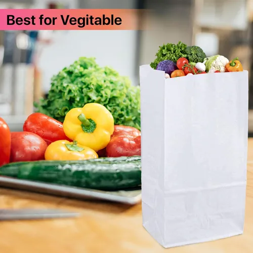 Vista 3 de Bolsas de papel blanco de 4 libras, bolsas para almuerzo, manualidades y comestibles, paquete de 500