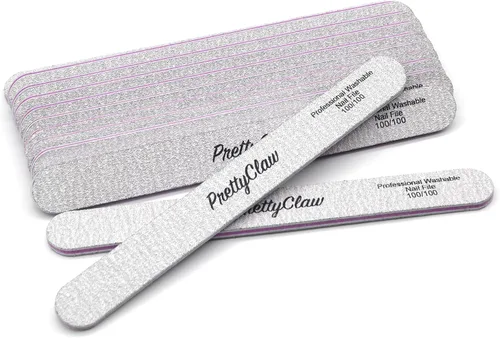 Vista 3 de PrettyClaw 10 limas de uñas profesionales de grano 100/100, limas de uñas acrílicas de cebra centro de plástico, tablero de esmeril de cebra