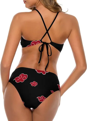 Vista 4 de Conjunto de bikini push up de dos piezas para mujer, traje de baño halter