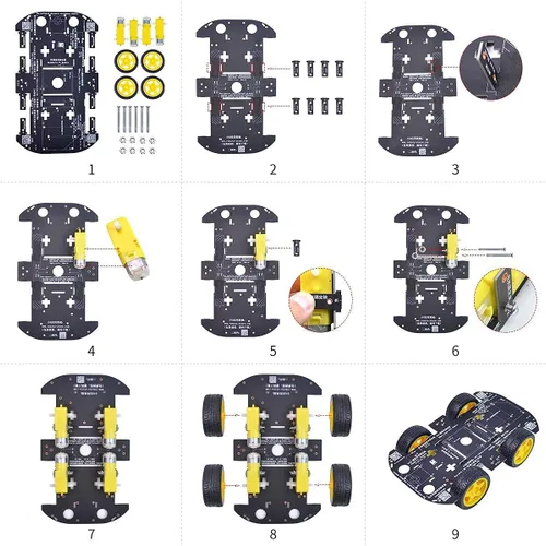 Vista 6 de Robot Chassis 4WD Robot Car Smart Chassis Kit con 4 TT Motor para Arduino/Raspberry Pi/Jetson Nano, Smart Robotic Car Chassis DIY Kit de aprendizaje