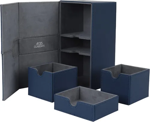 Vista 12 de AEGIS GUARDIAN - Caja de cartas para MTG con 3 bandejas, caja de cubierta Commander con capacidad para más de 200 cartas de doble manga, piel 1-3
