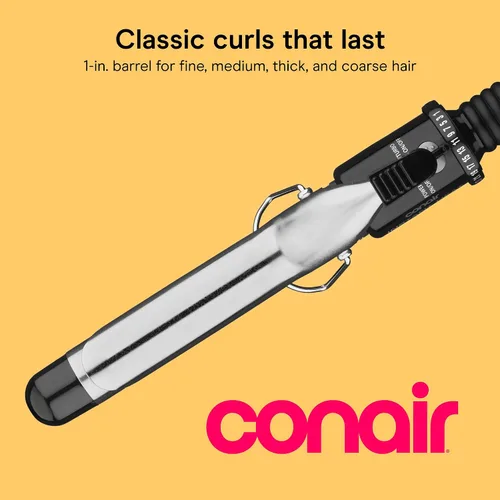 Vista 2 de Conair Instant Heat - Rizador de pelo de 1 pulgada, barril de 1 pulgada que produce rizos clásicos, rizador de pelo para cabello corto, mediano