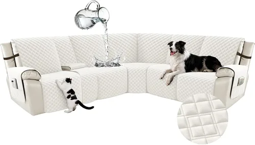 Vista 40 de Arfntevss Fundas para sofá seccional reclinable para sofá seccional en forma de L, funda antideslizante lavable para sofá reclinable con forma de L