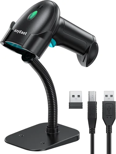 Vista 11 de Escáner de código de barras Anyeast 2D 1D con soporte, Bluetooth, inalámbrico y USB con cable Screen scanning, 2.4G connection, automatic Gris