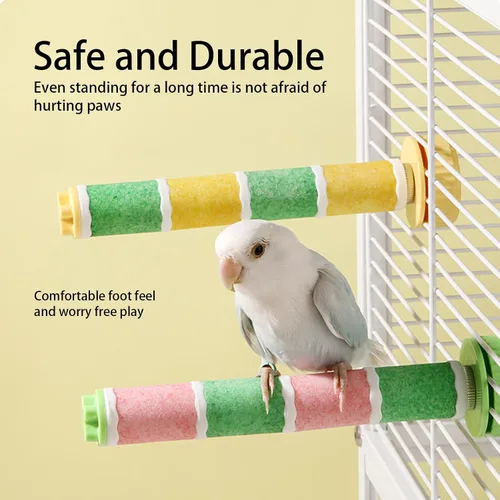 Vista 7 de 2PCS Bird Beak Grinding Stone,Bird Parrot Cage Perch Stand Platform Foot Claws Trimmer Chewing Toys,Washable Cage Furniture for Small Medium