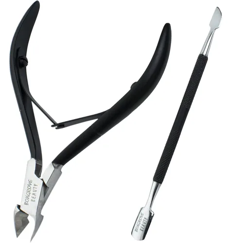 Vista 16 de Cortador de Cutículas Profesional de Acero Inoxidable Alicates de Cutículas con Cuchillas Afiladas y Doble Resorte Cortaúñas de Cutículas Negro Pack