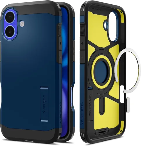 Vista 13 de Spigen Tough Armor MagFit Funda Diseñada para iPhone 15 (2023) [Soporte] [Protección de Grado Militar] Compatible con MagSafe - Negro