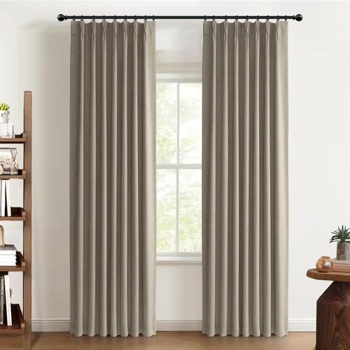 Vista 17 de 100% Blackout Shield Cortinas opacas con textura y aspecto de lino de 72 pulgadas de largo, juego de 2 paneles de cortinas opacas de lino sintético