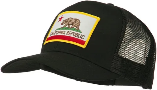 Vista 12 de e4Hats.com Gorra de malla de sarga parcheada con bandera del estado de California
