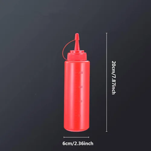 Vista 2 de Botella de plástico transparente para apretar, paquete de 3 recipientes de boca ancha a prueba de fugas, dispensador de condimentos, salsa de tomate