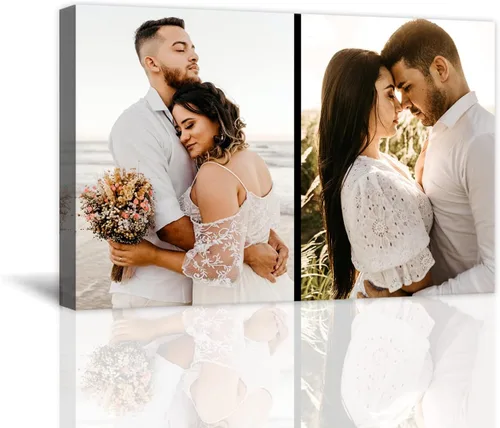 Vista 9 de Impresiones en lienzo personalizadas con tus fotos y nombres, marco de fotos personalizado en las montañas junto al mar, imagen de vacaciones