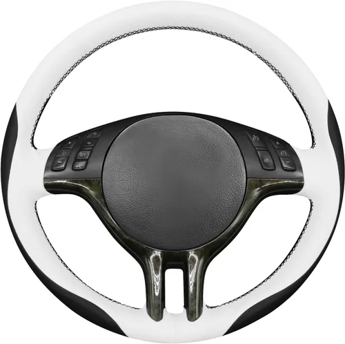 Vista 8 de MEWANT Funda de volante de cuero genuino para BMW Serie 3 E46 E46 X5 E53 DIY Protector de volante