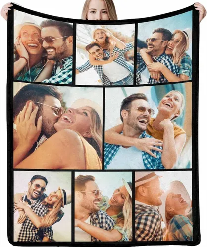 Vista 31 de Manta personalizada con imagen, tu texto aquí, 10 fotos, mantas de imágenes personalizadas para adultos, familia, papá, mamá, parejas, manta