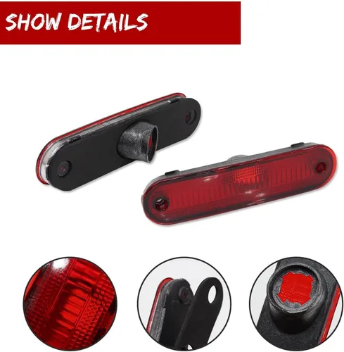 Vista 5 de Conjunto de carcasa de luz de marcador lateral de lente roja ámbar delantera y trasera compatible con lámpara de parachoques Fender Fender 1990-2005