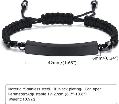 Vista 6 de Hisatan Personalized Urn Bracelet for Ashes, Cremation Jewelry Keepsakes for Ashes for Women Men, Handmade Woven Rope Adjustable Ashes Holder