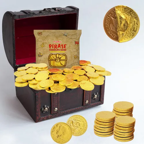 Vista 6 de Fruidles Monedas de chocolate con leche belga pirata, lácteos certificados Kosher, sin OMG (paquete de 25)