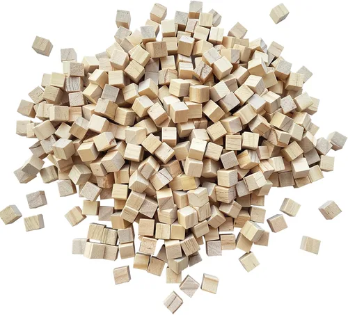 Vista 11 de MUXGOA Cubos de madera, paquete de 100 bloques de madera sin terminar para manualidades, bloques cuadrados de madera de 3/4 pulgadas