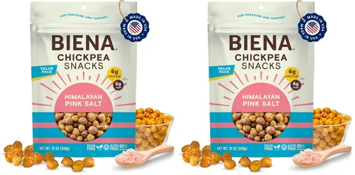Vista 20 de Biena Bocadillos crujientes de garbanzos tostados, barbacoa, alto en proteínas, alto en fibra, sin gluten, a base de plantas, sin OMG, aperitivos