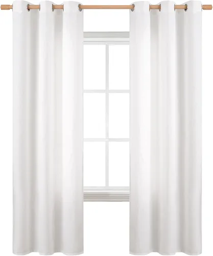 Vista 121 de BGment Cortinas de Lino Beige de 63 Pulgadas de Largo 2 Paneles - Tratamientos para Ventanas con Textura de Arpillera Filtrantes de Luz Cortinas