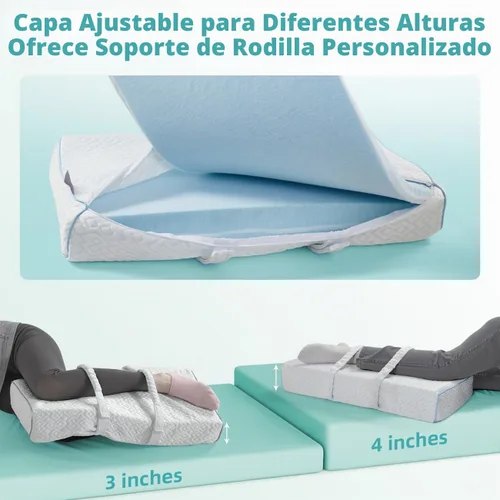 Vista 3 de Almohada de rodilla fresca para personas que duermen de lado, dolor de cadera de 4 pulgadas, almohada de piernas ajustable para múltiples usos