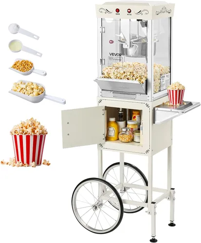 Vista 16 de VEVOR - Máquina comercial para hacer palomitas, hervidor de 8 oz, máquina de palomitas de 850 W para 48 tazas por tanda, máquina de palomitas