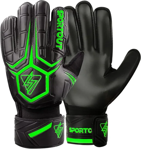 Vista 13 de Guantes de portero Sportout, guantes de portero con protección para los dedos, guantes de portero de fútbol transpirables, látex de 4 mm