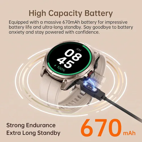 Vista 8 de SOUYIE Reloj inteligente GPS para hombres, pantalla AMOLED de 1.43 pulgadas Beige