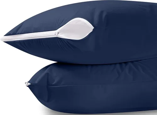 Vista 10 de Pillow Protector (2 Pack) 240 GSM Quilted 100% Waterproof Zippered Pillow Covers TPU Laminated, Hypoallergenic, Premium Pillowcase Encasement for