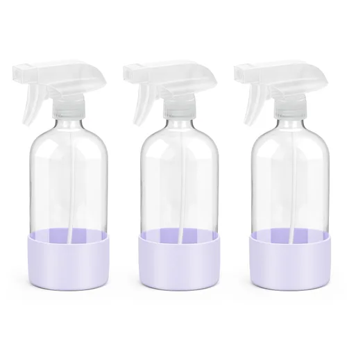 Vista 16 de Rionisor - Botellas de cristal con rociador con protección de manga de silicona, contenedores recargables vacíos de 16 oz, Negro, 1 paquete