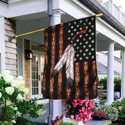 Vista 2 de FLAGWIX Banderas – Bandera del orgullo nativo americano THH2489F, bandera de casa (29.5 x 39.5 pulgadas) – Banderas de jardín de casa de Estados