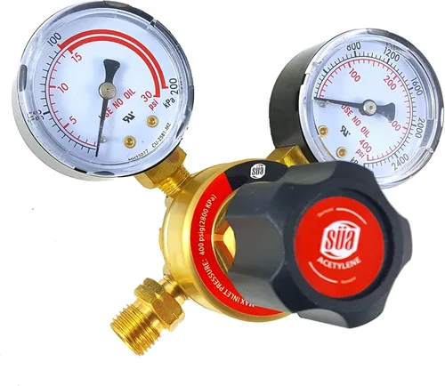 Vista 4 de SÜA - Medidores de gas de soldadura con regulador de acetileno - CGA-200 - Conector trasero - Serie LDP - Revise todas las imágenes y lea