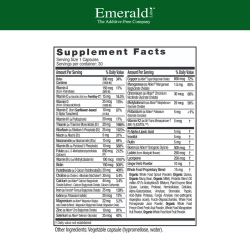 Vista 2 de Emerald Labs Prenatal 1-Daily Multi, 30 Cápsulas