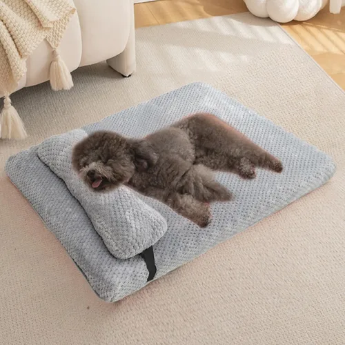 Vista 11 de Cama para perros con almohada para perros pequeños, cama ortopédica para perros con funda extraíble, alfombrilla lavable para mascotas de hasta 5