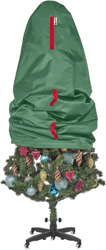 Vista 10 de Bolsa de almacenamiento vertical para árbol de Navidad - Se adapta a árboles artificiales de 7 pies y árboles topiarios de Navidad, cubierta Verde
